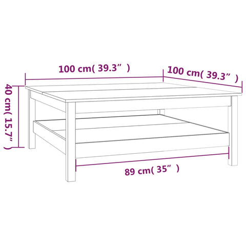 vidaXL Coffee Table White 100x100x40 cm Solid Wood Pine