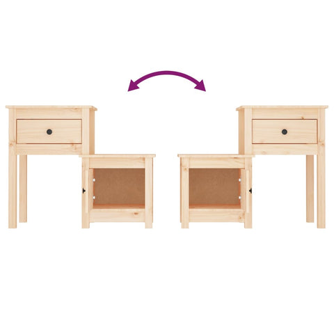 vidaXL Bedside Cabinet 79.5x38x65.5 cm Solid Wood Pine