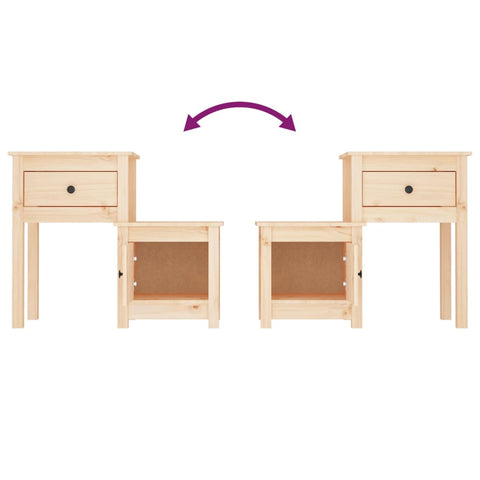 vidaXL Bedside Cabinet 2 pcs 79.5x38x65.5 cm Solid Wood Pine