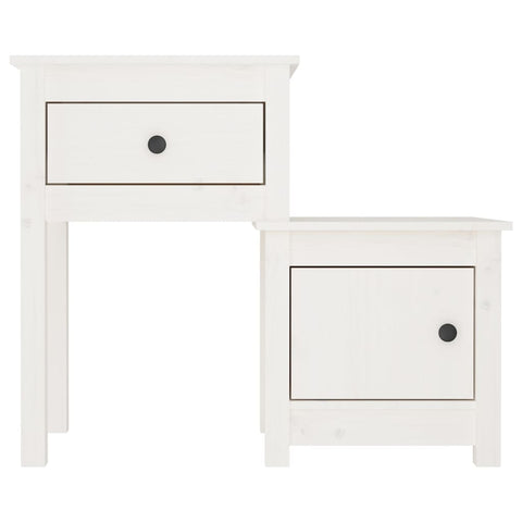 vidaXL Bedside Cabinet 2 pcs White 79.5x38x65.5 cm Solid Wood Pine