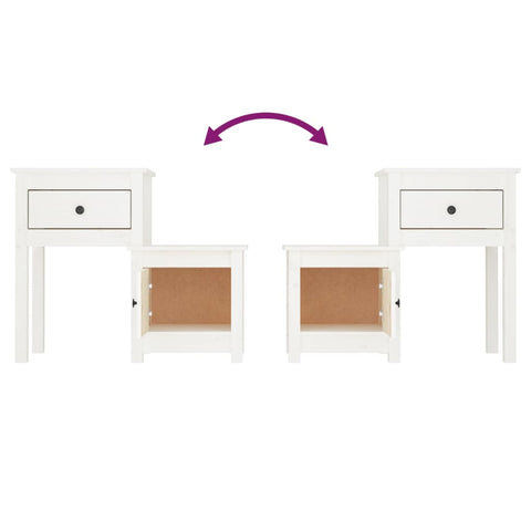 vidaXL Bedside Cabinet 2 pcs White 79.5x38x65.5 cm Solid Wood Pine