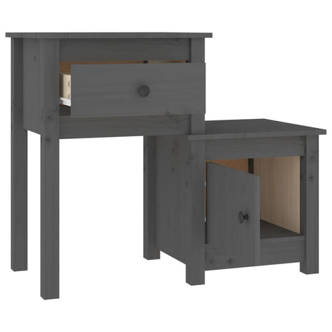 vidaXL Bedside Cabinet Grey 79.5x38x65.5 cm Solid Wood Pine