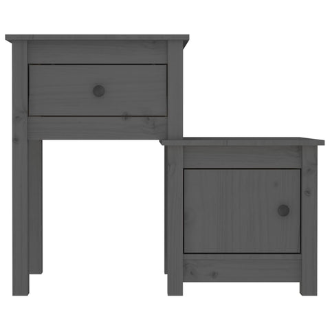 vidaXL Bedside Cabinet 2 pcs Grey 79.5x38x65.5 cm Solid Wood Pine
