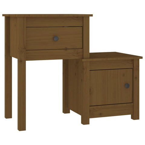 vidaXL Bedside Cabinet 2pcs Honey Brown 79.5x38x65.5cm Solid Wood Pine