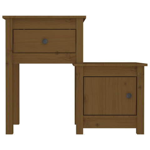 vidaXL Bedside Cabinet 2pcs Honey Brown 79.5x38x65.5cm Solid Wood Pine