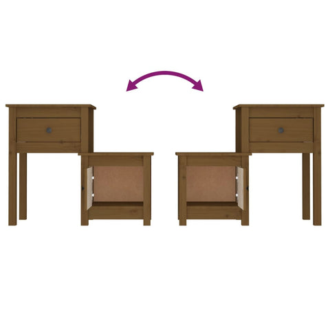 vidaXL Bedside Cabinet 2pcs Honey Brown 79.5x38x65.5cm Solid Wood Pine
