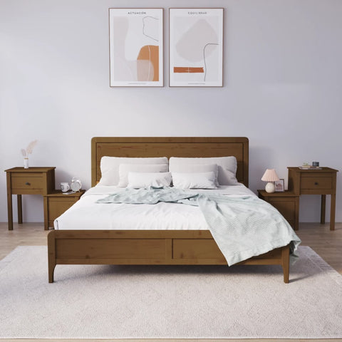 vidaXL Bedside Cabinet 2pcs Honey Brown 79.5x38x65.5cm Solid Wood Pine