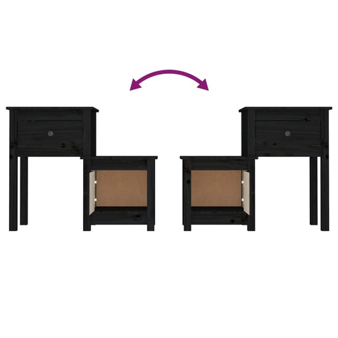 vidaXL Bedside Cabinet Black 79.5x38x65.5 cm Solid Wood Pine