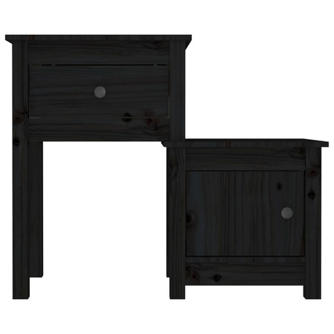 vidaXL Bedside Cabinet 2 pcs Black 79.5x38x65.5 cm Solid Wood Pine