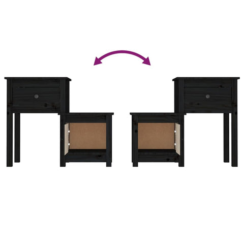 vidaXL Bedside Cabinet 2 pcs Black 79.5x38x65.5 cm Solid Wood Pine