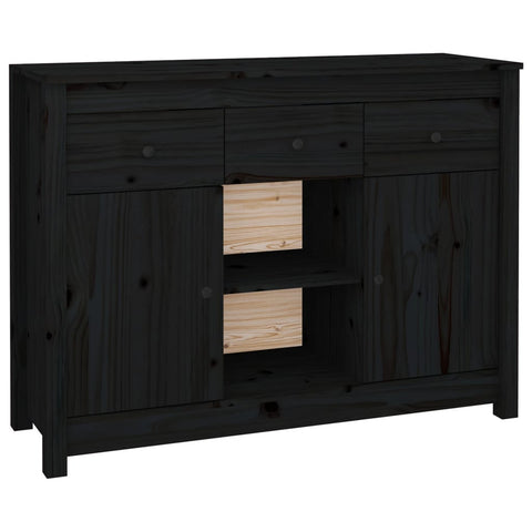 vidaXL Sideboard Black 100x35x74,5 cm Solid Wood Pine