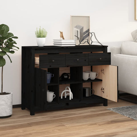 vidaXL Sideboard Black 100x35x74,5 cm Solid Wood Pine