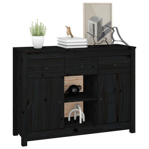 vidaXL Sideboard Black 100x35x74,5 cm Solid Wood Pine