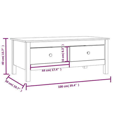 vidaXL Coffee Table Honey Brown 100x50x40 cm Solid Wood Pine