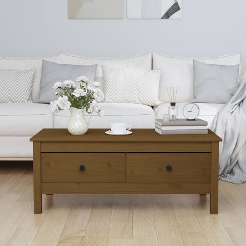 vidaXL Coffee Table Honey Brown 100x50x40 cm Solid Wood Pine