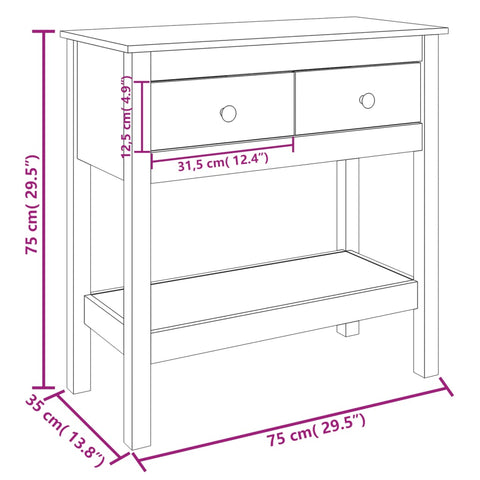 vidaXL Console Table 75x35x75 cm Solid Wood Pine