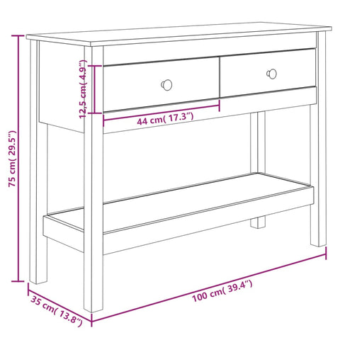 vidaXL Console Table 100x35x75 cm Solid Wood Pine