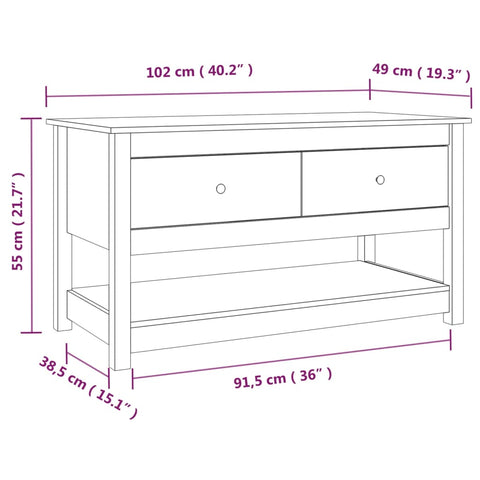 vidaXL Coffee Table Grey 102x49x55 cm Solid Wood Pine