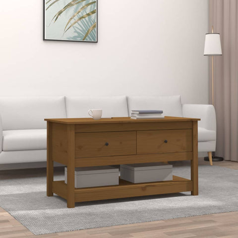 vidaXL Coffee Table Honey Brown 102x49x55 cm Solid Wood Pine