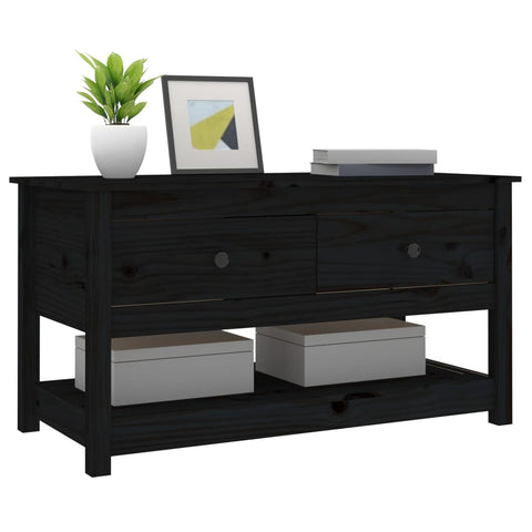 vidaXL Coffee Table Black 102x49x55 cm Solid Wood Pine