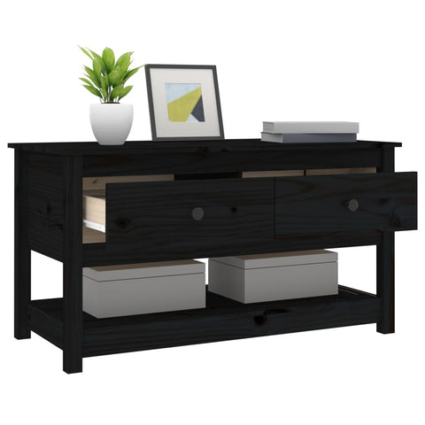 vidaXL Coffee Table Black 102x49x55 cm Solid Wood Pine
