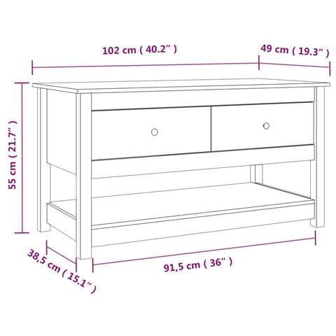 vidaXL Coffee Table Black 102x49x55 cm Solid Wood Pine