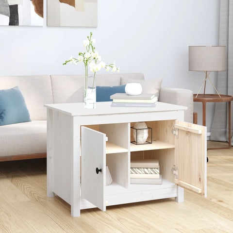vidaXL Coffee Table White 71x49x55 cm Solid Wood Pine