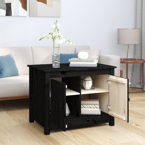 vidaXL Coffee Table Black 71x49x55 cm Solid Wood Pine