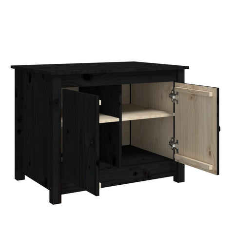 vidaXL Coffee Table Black 71x49x55 cm Solid Wood Pine