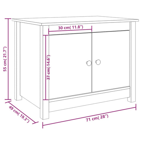vidaXL Coffee Table Black 71x49x55 cm Solid Wood Pine