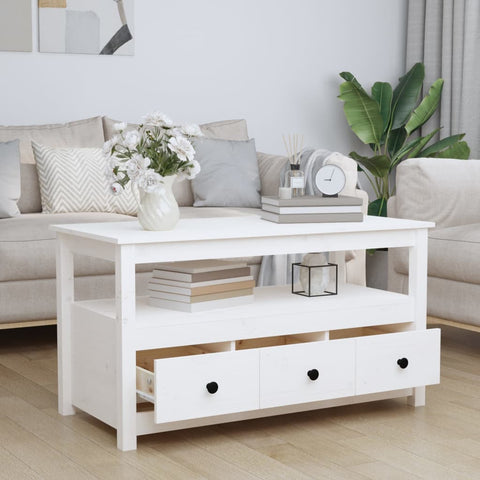 vidaXL Coffee Table White 102x49x55 cm Solid Wood Pine