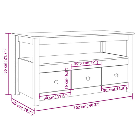 vidaXL Coffee Table White 102x49x55 cm Solid Wood Pine
