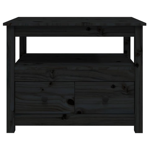 vidaXL Coffee Table Black 71x49x55 cm Solid Wood Pine
