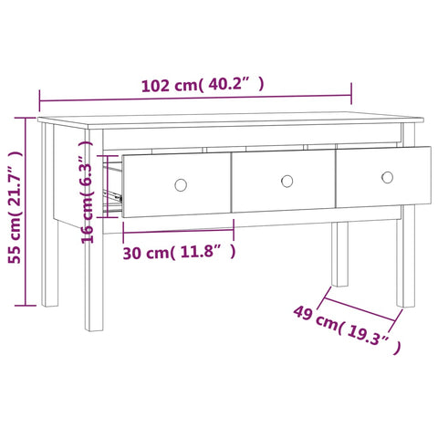 vidaXL Coffee Table White 102x49x55 cm Solid Wood Pine
