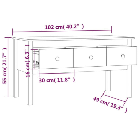 vidaXL Coffee Table Grey 102x49x55 cm Solid Wood Pine