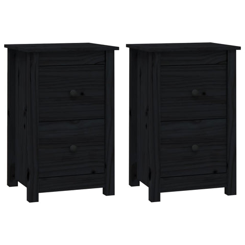 vidaXL Bedside Cabinets 2 pcs Black 40x35x61.5 cm Solid Wood Pine