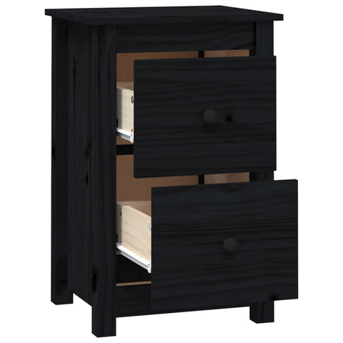 vidaXL Bedside Cabinets 2 pcs Black 40x35x61.5 cm Solid Wood Pine