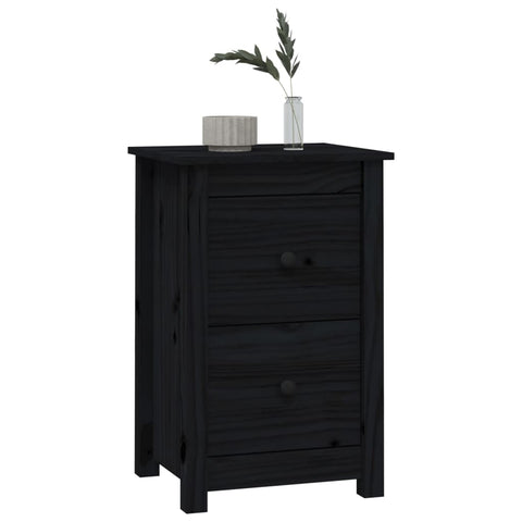 vidaXL Bedside Cabinets 2 pcs Black 40x35x61.5 cm Solid Wood Pine