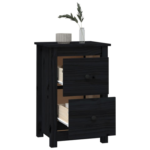 vidaXL Bedside Cabinets 2 pcs Black 40x35x61.5 cm Solid Wood Pine