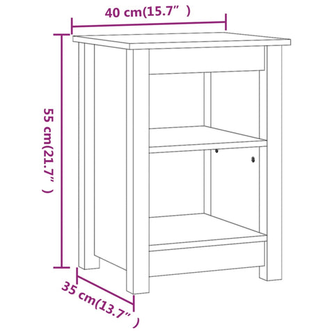 vidaXL Bedside Cabinet 40x35x55 cm Solid Wood Pine