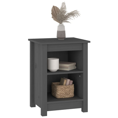 vidaXL Bedside Cabinets 2 pcs Grey 40x35x55 cm Solid Wood Pine