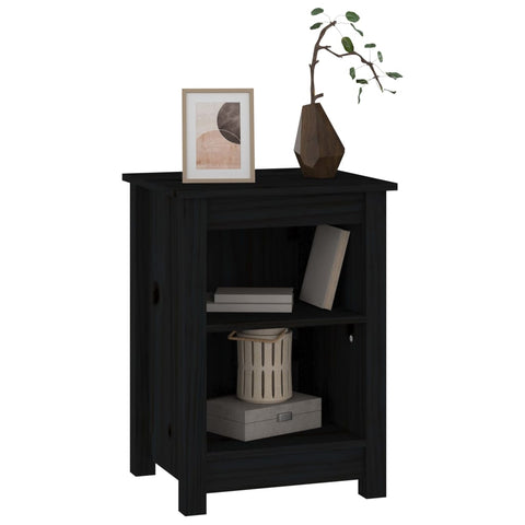 vidaXL Bedside Cabinet Black 40x35x55 cm Solid Wood Pine