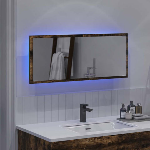 vidaXL Mirror Wall-mounted Smoked oak 90 x 8.5 x 37 cm Engineered Wood