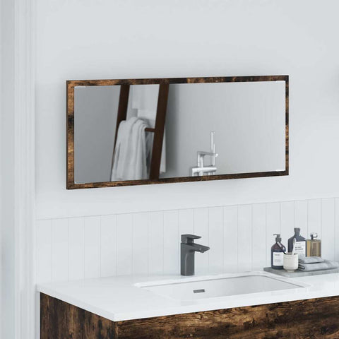 vidaXL LED Bathroom Mirror Smoked Oak 90x8,5x37 cm Engineered Wood