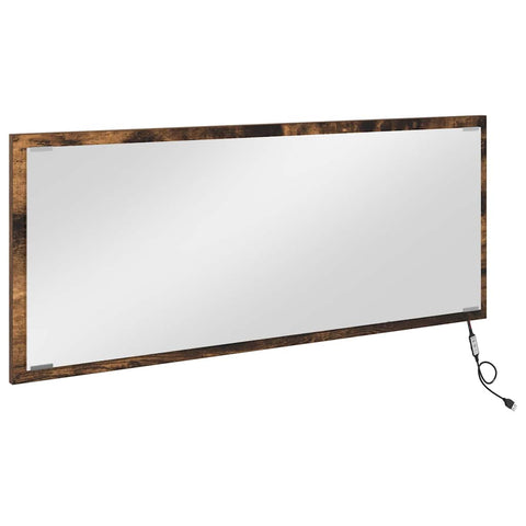 vidaXL LED Bathroom Mirror Smoked Oak 90x8,5x37 cm Engineered Wood