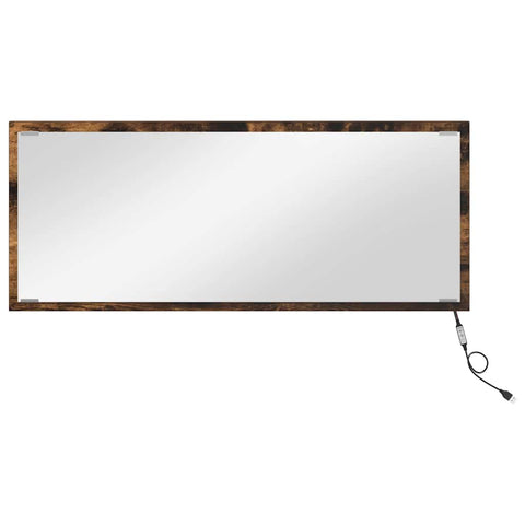 vidaXL LED Bathroom Mirror Smoked Oak 90x8,5x37 cm Engineered Wood