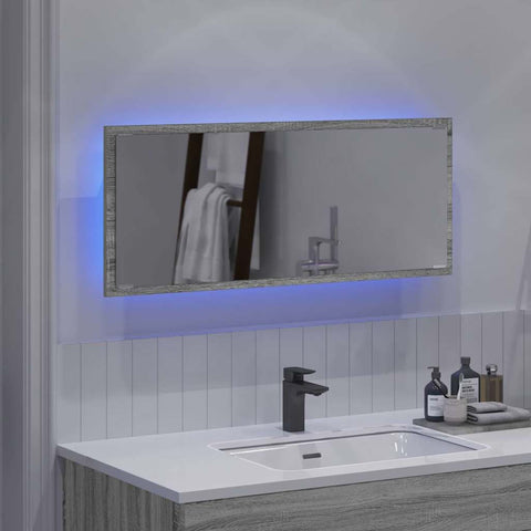 vidaXL Mirror with Mirror Grey sonoma 90 x 8.5 x 37 cm Engineered Wood