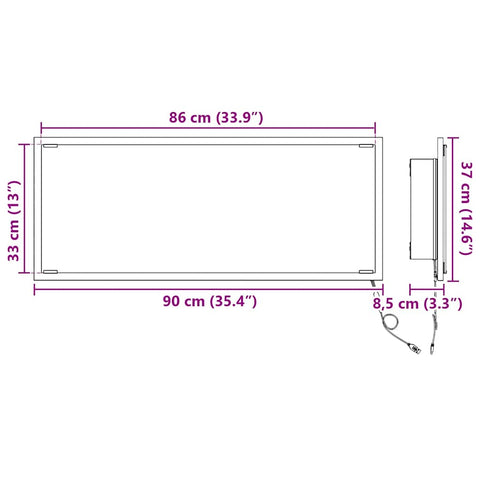 vidaXL Mirror with Mirror Grey sonoma 90 x 8.5 x 37 cm Engineered Wood