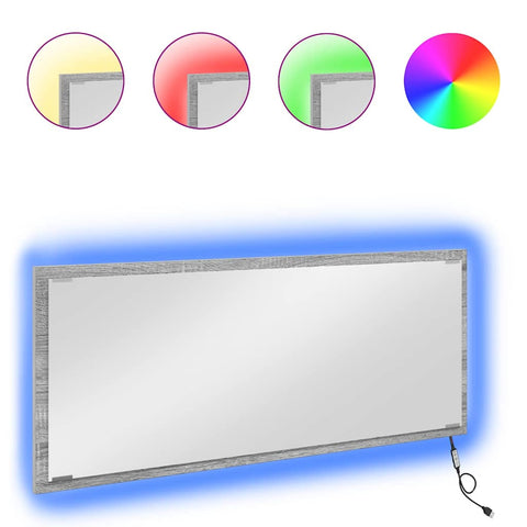 vidaXL Mirror with Mirror Grey sonoma 90 x 8.5 x 37 cm Engineered Wood