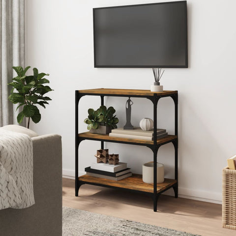 vidaXL Book Cabinet Smoked Oak 60x33x70.5 cm Engineered Wood and Steel